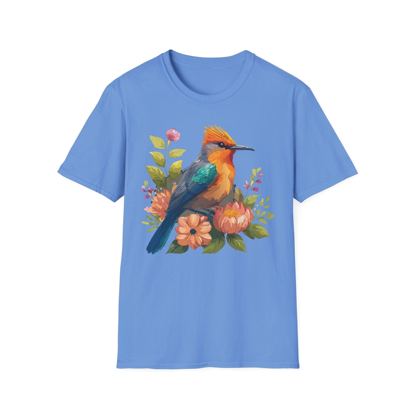 Floral Bird T Shirt For Unisex Wear Gildan Softstyle 64000 100 Percent Cotton Tee