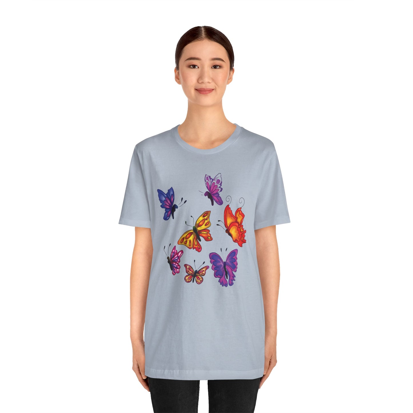 Cotton Tee Shirt with Butterfly Prints