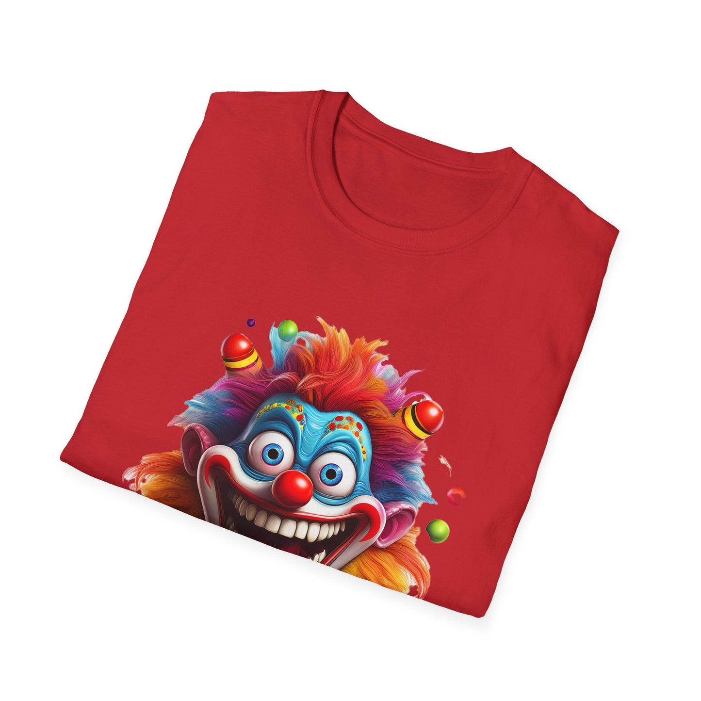 Clown Themed Unisex T Shirt Funny Man Circus Scary Man Tee Gildan Softstyle 64000 Cotton