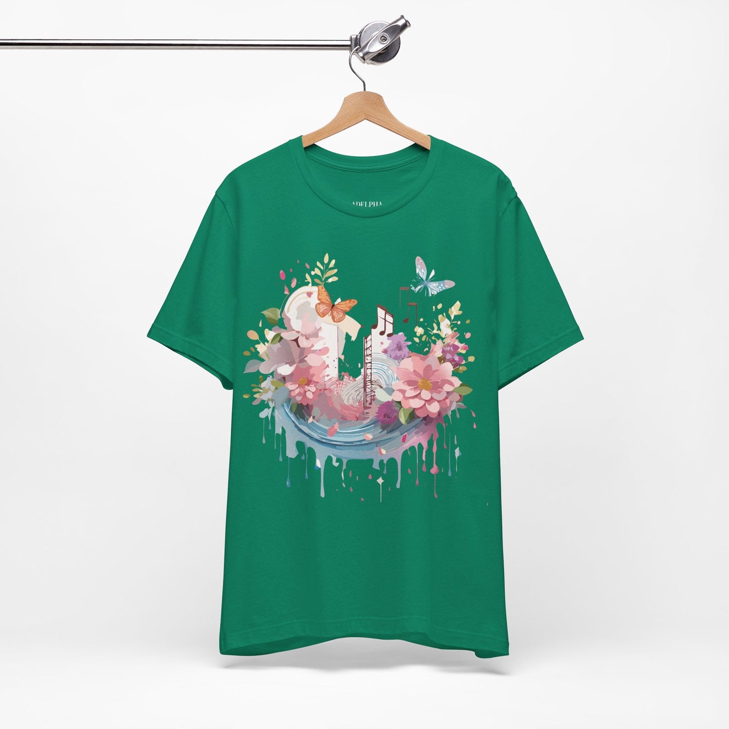 Music Graphic Unisex 100 Cotton Vintage Art with Musical Elements Tee 121
