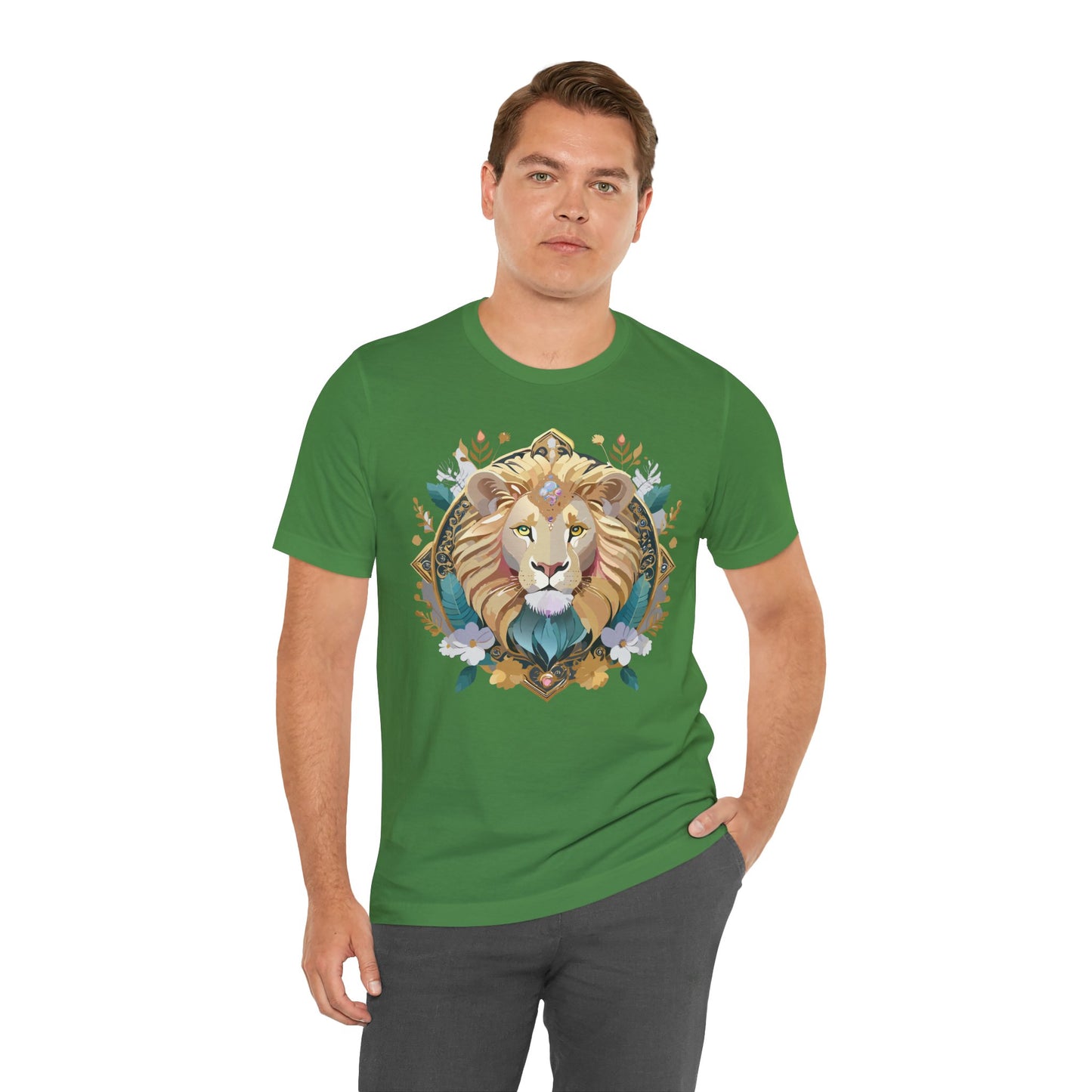 Unisex Lion Graphic Tee, Animal Shirt, Tee Shirt with Lion, Medallion T-Shirt, Animal Medallion Tees 2