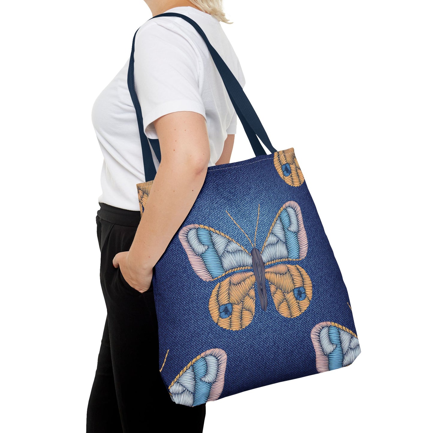 Denim Fabric Imitation Print Unisex Canvas Bag Poly Spun 3 Sizes Tote Bag 175