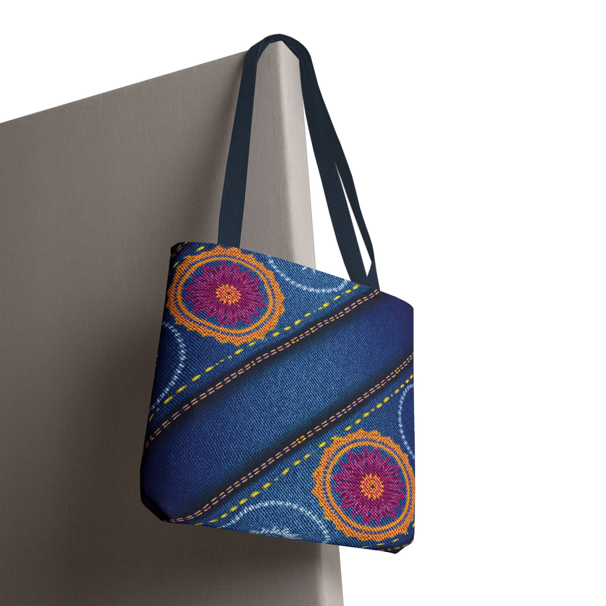 Diwali Graphic Denim Fabric Imitation Print Unisex Canvas Bag Poly Spun 3 Sizes Tote Bag 205-14
