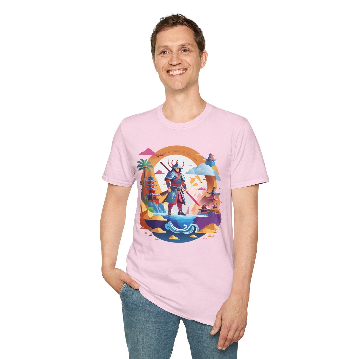 Samurai T Shirt Unisex Gildan Softstyle 64000 100 Percent Ring Spun Cotton Lightweight Tee