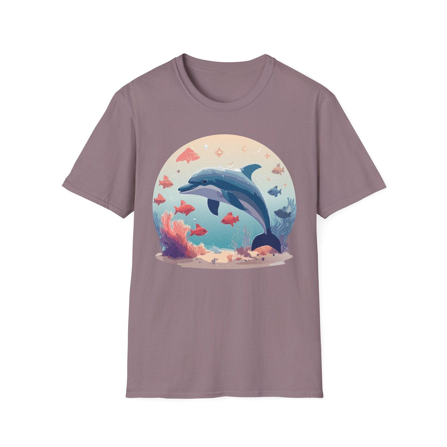 Dolphin Shirt Unisex Softstyle Tee 64000 Gildan 100 Percent Ring Spun Cotton For Everyday Comfort