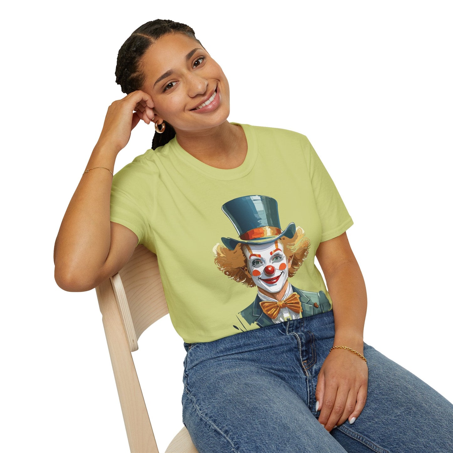 Funny Clown Shirt Unisex T Shirt Circus Style Tee With Scary Man Artwork Gildan 64000