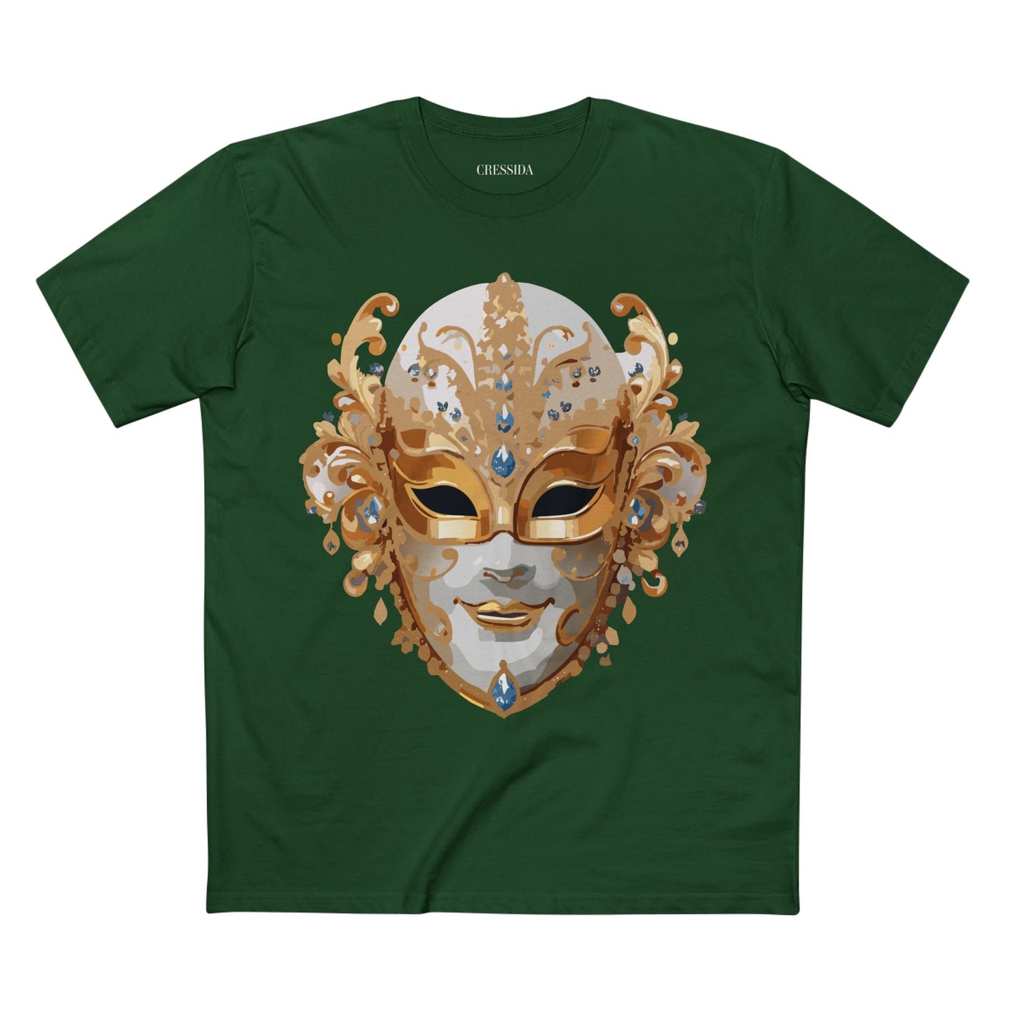 Carnival Mask Graphic T-Shirt Unisex 100 Cotton With Antique Gold Art Design Tee 20
