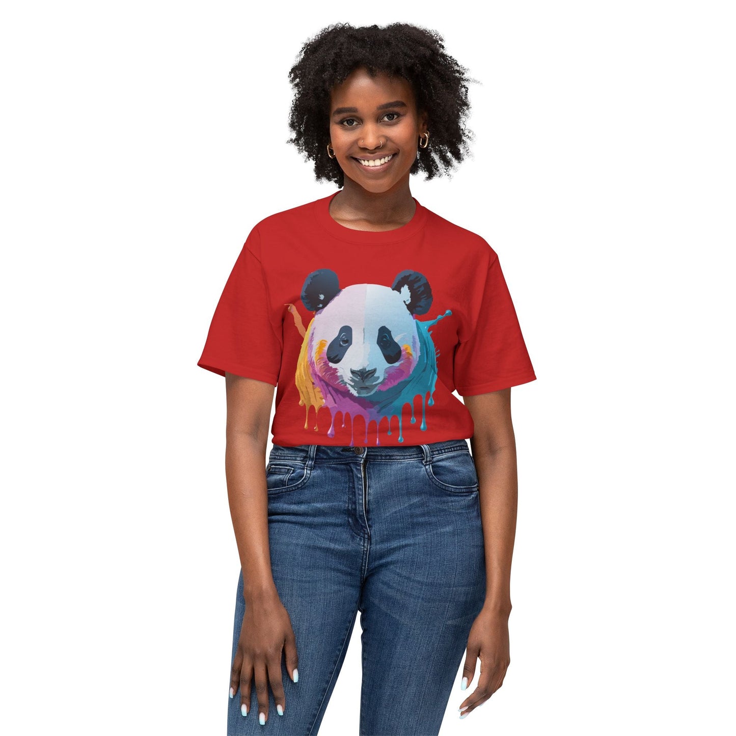 Unisex Panda Art Tee With Floral Print Premium Vintage Style HD Cotton Shirt Comfortable