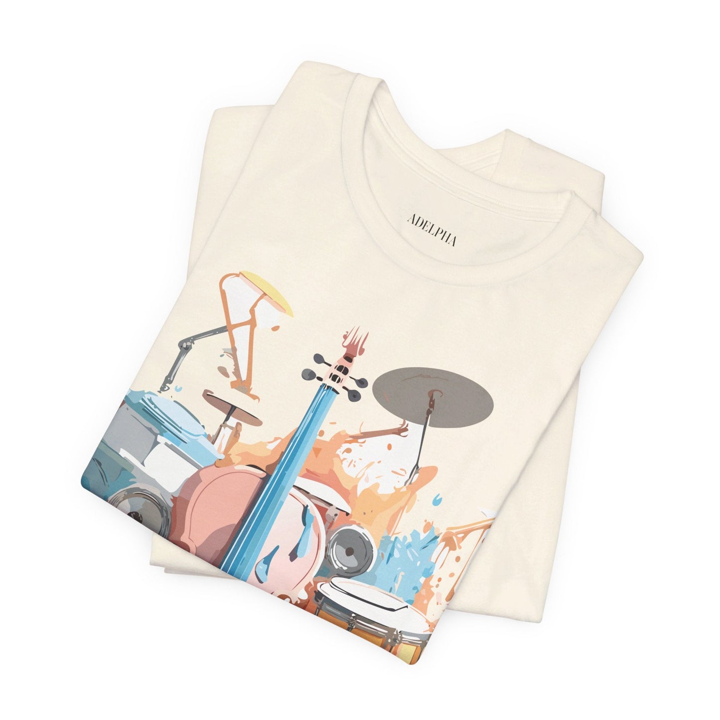 Music Graphic Unisex 100 Cotton Vintage Art with Musical Elements Tee 74