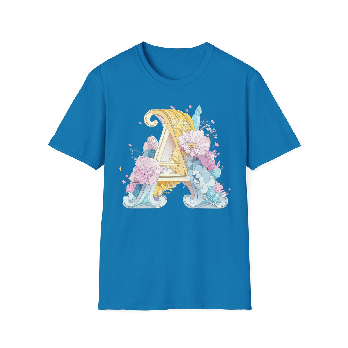 Floral Letter A T-Shirt | Decorative Monogram Initial Tee