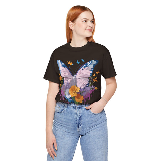 Butterfly Graphic Unisex 100 Cotton Lightweight Vintage Floral Design Jersey Tee 49