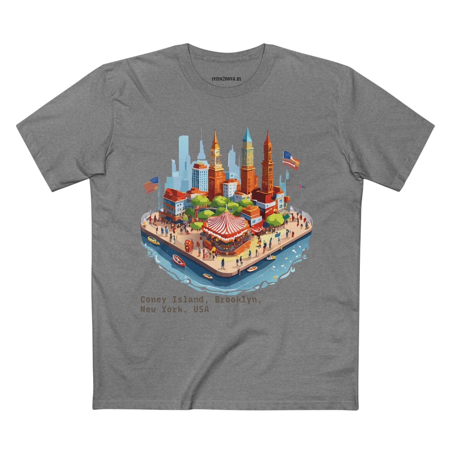 Unisex Premium Cotton Staple Tee With Original Art Design From Retro2Nova Brooklyn Travel Shirt