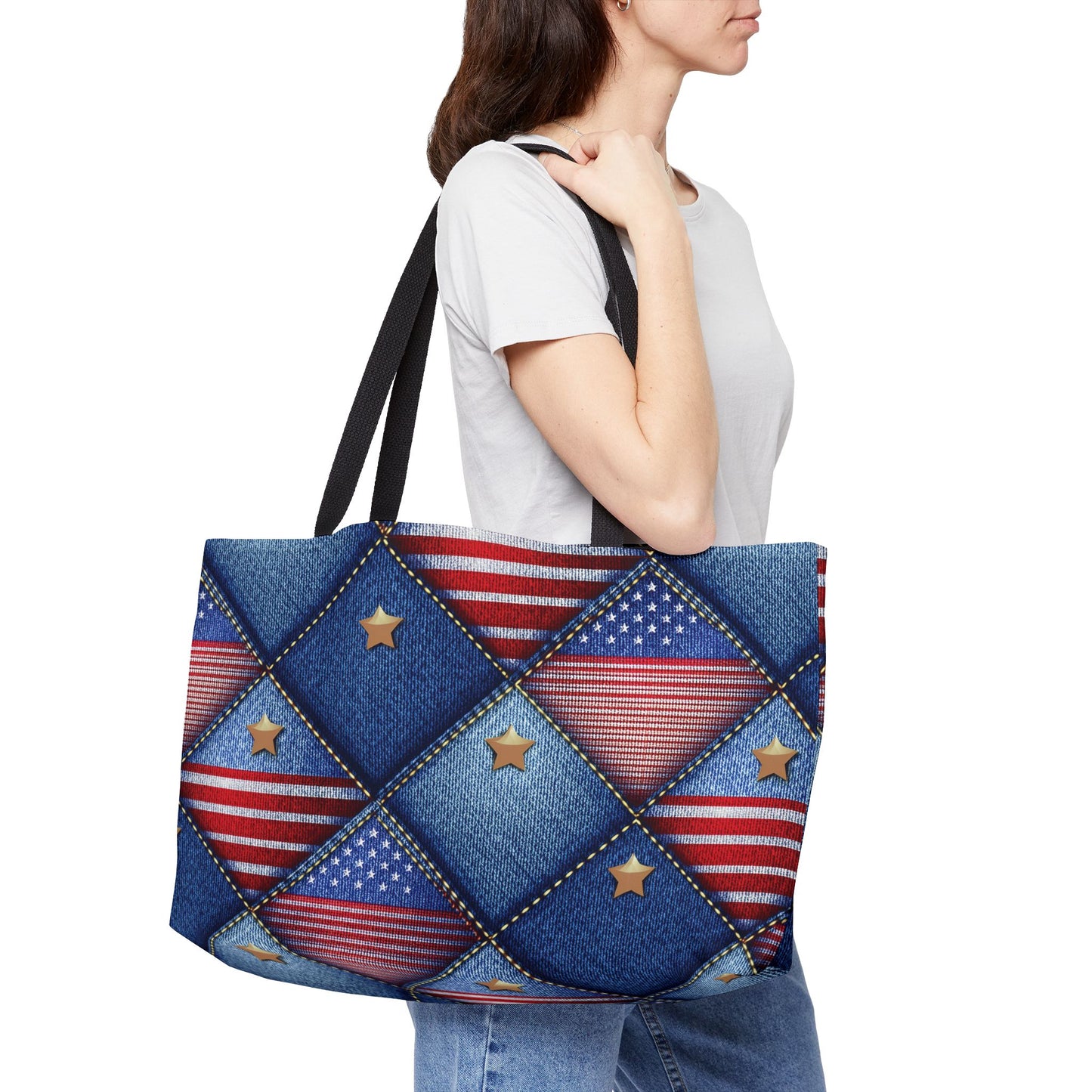 4th of July Denim Print Yoga Bag High-Quality 100% Spun Poly 24x13 Canvas Bag 73