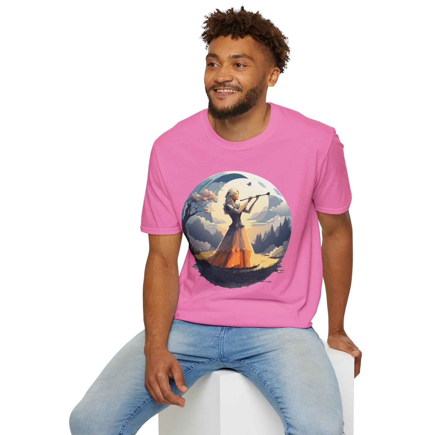 Unisex Softstyle Graphic T Shirt 100 Percent Ring Spun Cotton Art Design Tee For Women