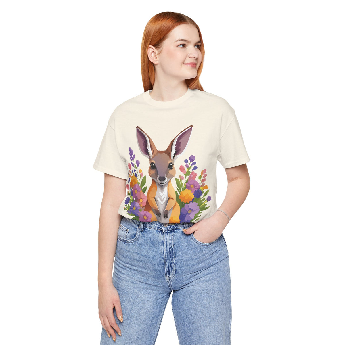 Kangaroo Graphic Unisex Cotton Bella+Canvas Tee with Art Animal Design e314