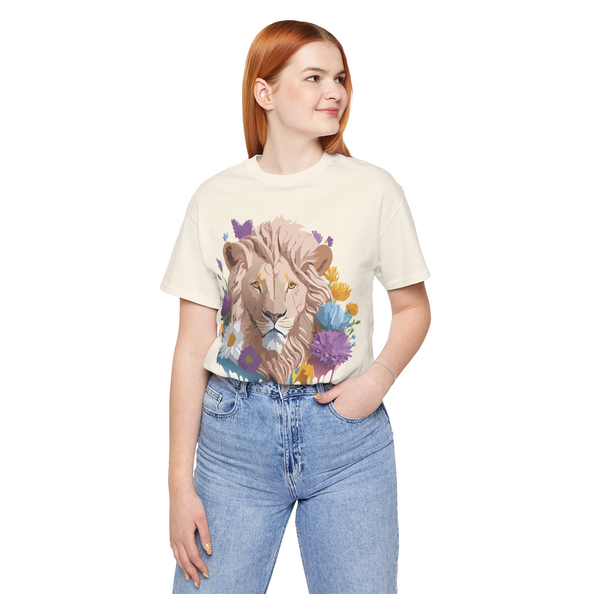 Lion Graphic Unisex Cotton Bella+Canvas Tee with Art Animal Design e48