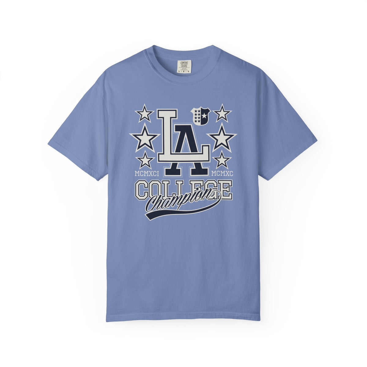 LA College Champions Logo Unisex Comfort Colors Garment-Dyed Heavyweight 100 Cotton Art Design T-Shirt w13