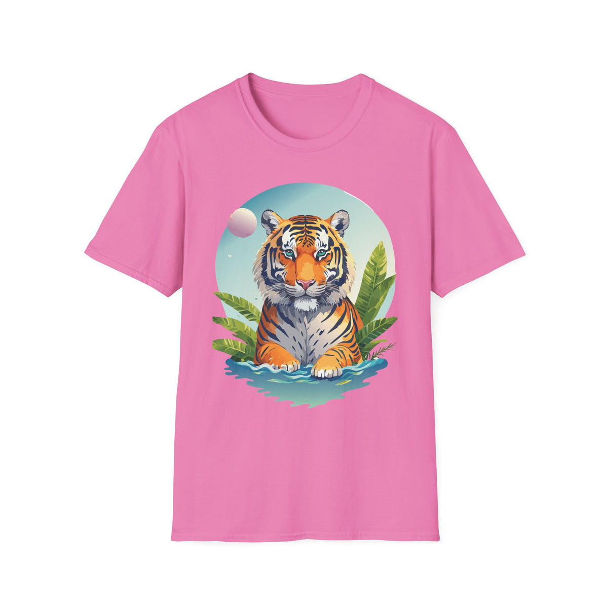 Retro Tiger Illustration T-Shirt | Vintage Sunset Jungle Art