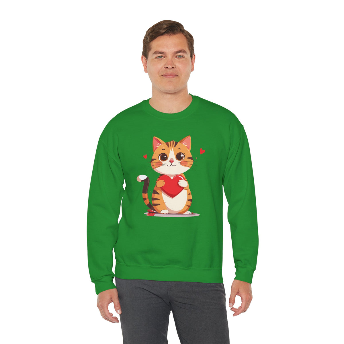Cat Heart Sweatshirt, Heart Sweatshirt, Cat Sweatshirt, Valentine's Day Sweatshirt, 50/50 Cotton-Poly Animal Sweatshirt 103