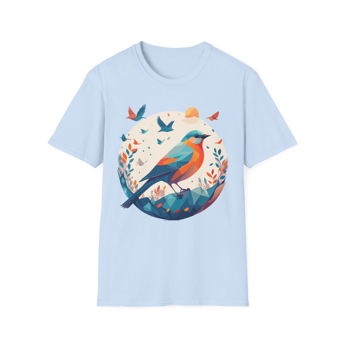 Colorful Geometric Bird T-Shirt | Vibrant Bird Illustration