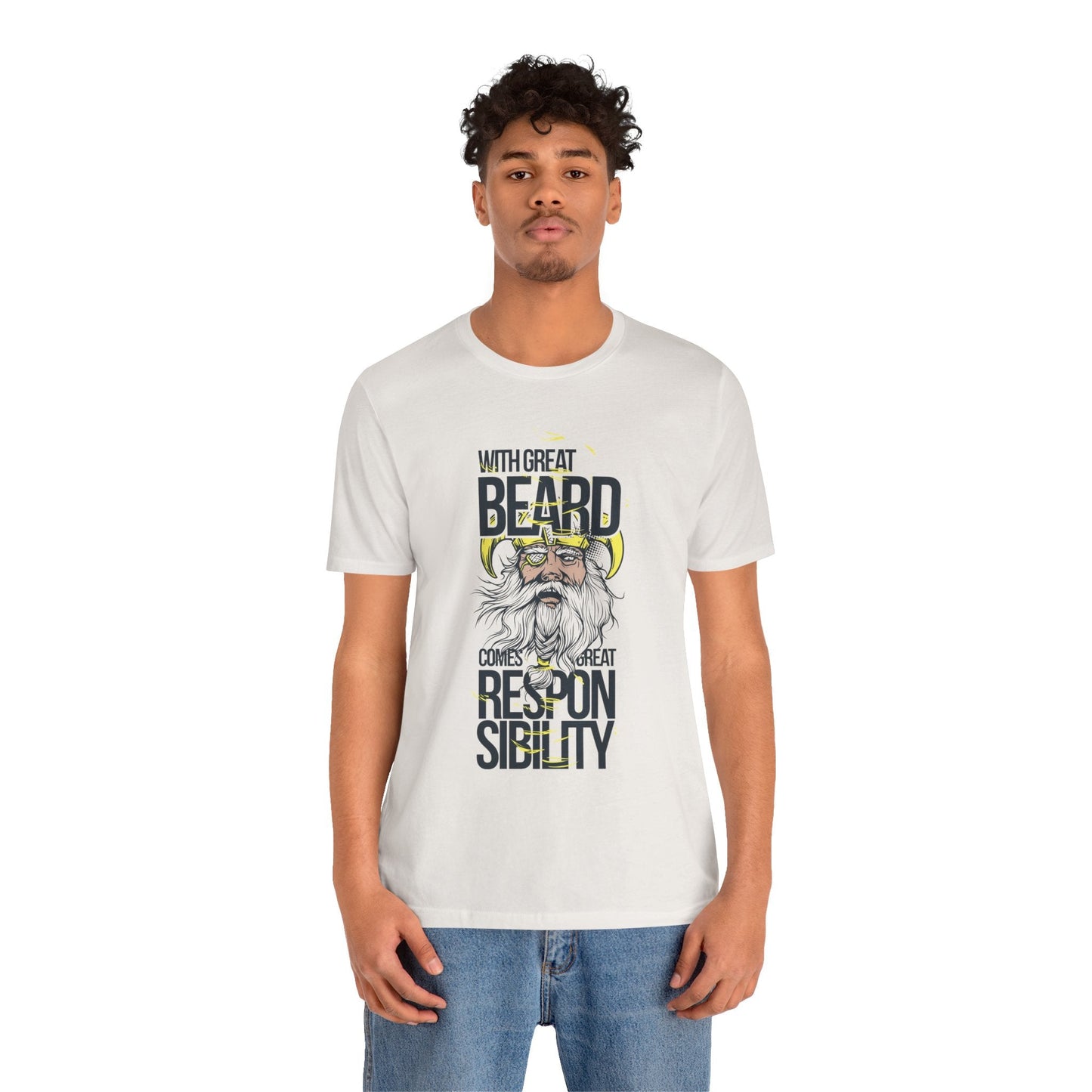 With Great Beard Comes Great Responsibility Tee Viking Beard Graphic Shirt A-2