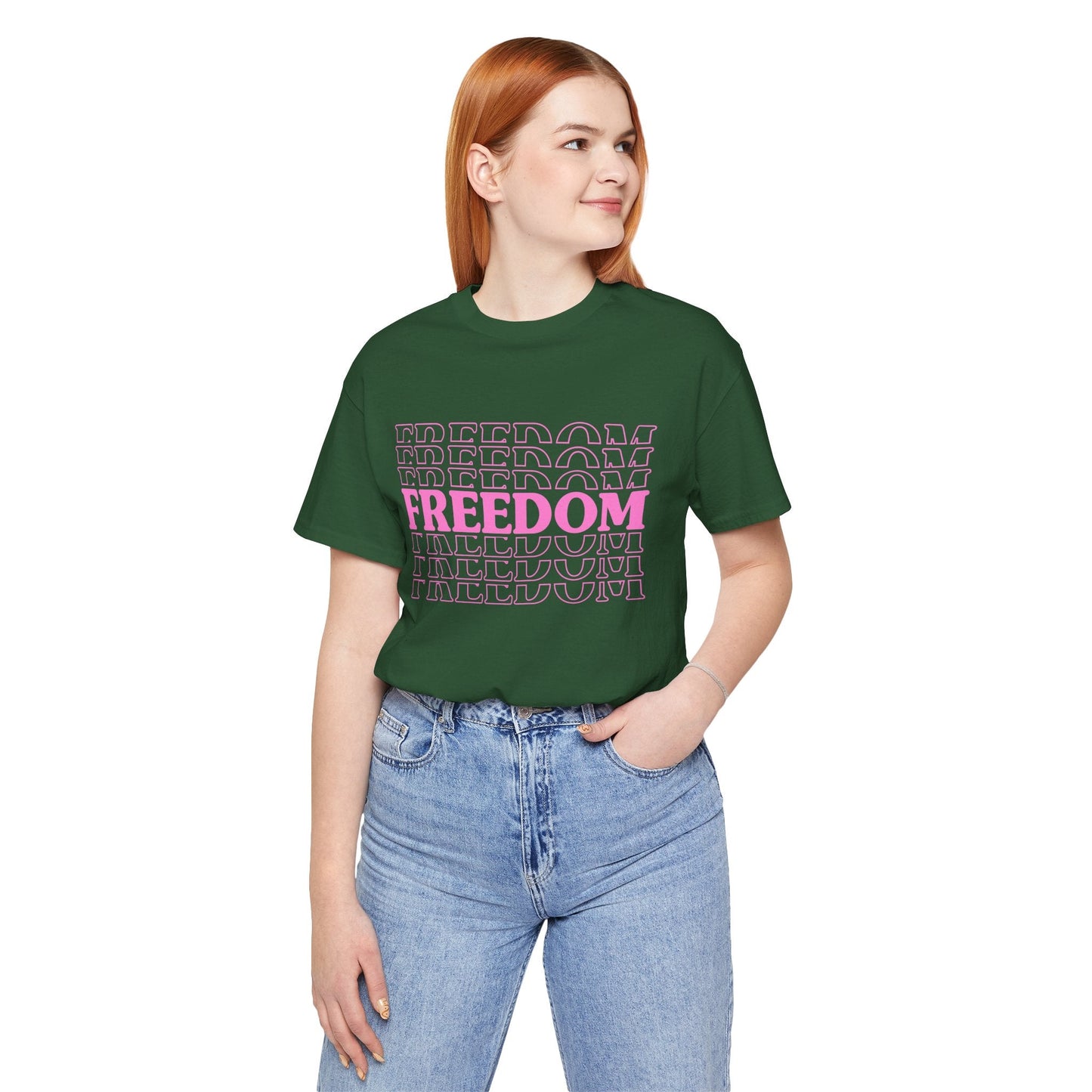 Freedom Text Graphic Unisex Cotton T-Shirt a8