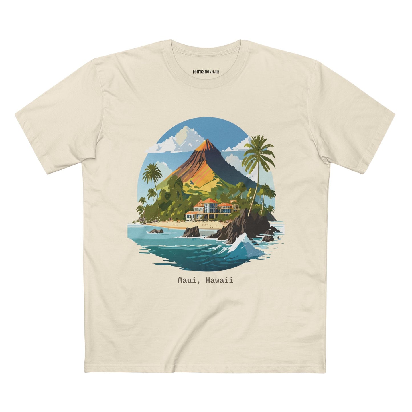 Retro2Nova Unisex Premium Cotton Art Tee Travel Shirt Hawaii Design Comfortable Everyday Tee