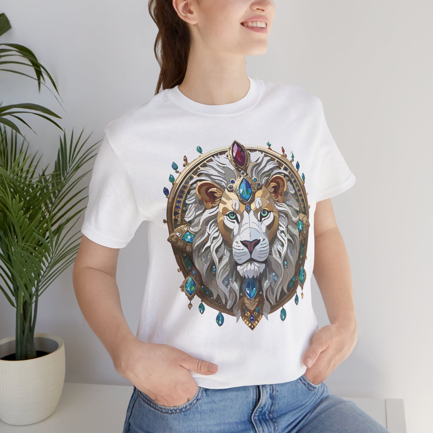 Unisex Lion Graphic Tee, Animal Shirt, Tee Shirt with Lion, Medallion T-Shirt, Animal Medallion Tees