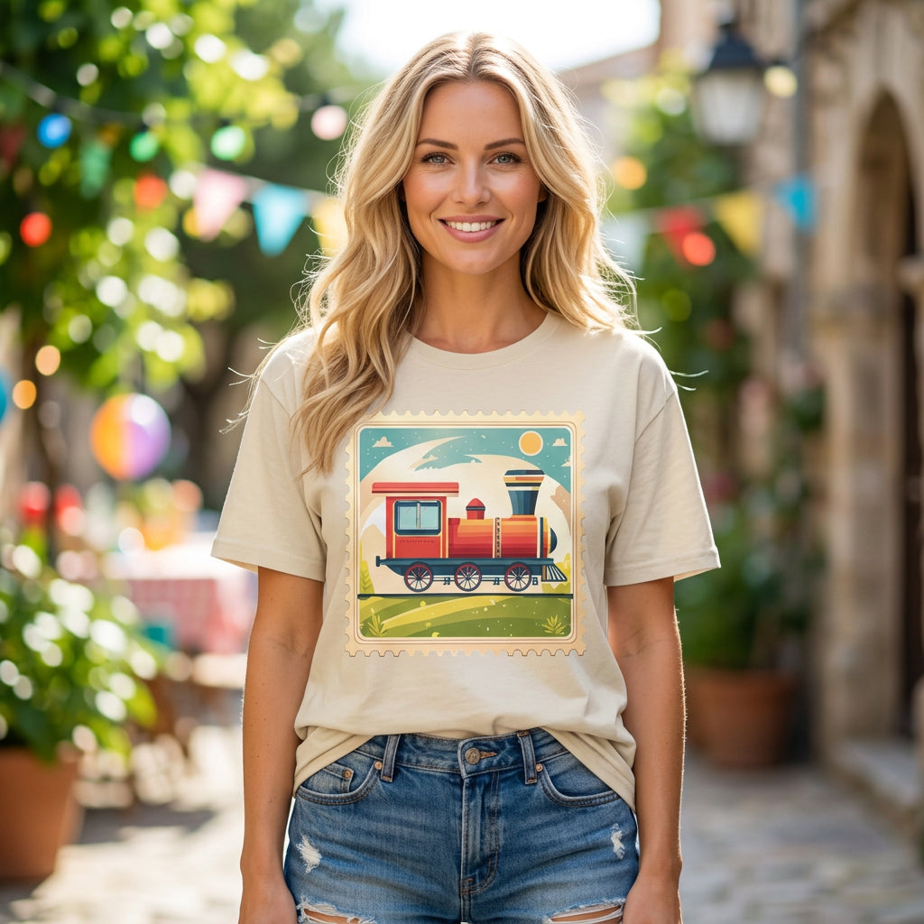 Vintage Steam Train T-Shirt | Retro Locomotive Graphic Tee Unisex 100 Cotton Gildan T-Shirt