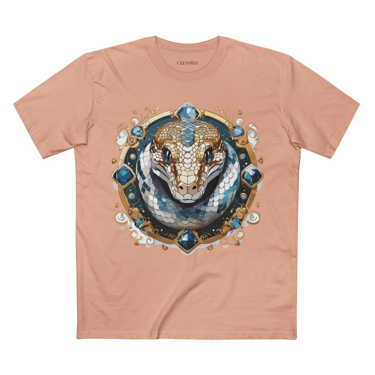 Snake Graphic Unisex 100 Cotton Tee With Unique Animal Golden Medallion Art Design 42