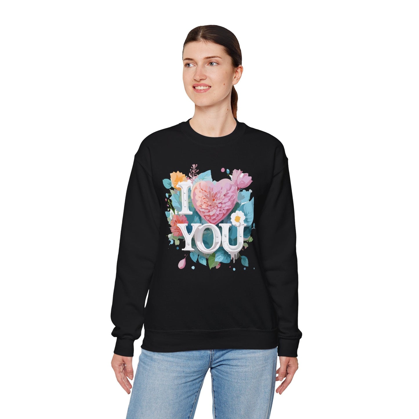 Floral Love Sweatshirt Unisex Valentines Day Gift 50 50 Cotton Polyester Crewneck