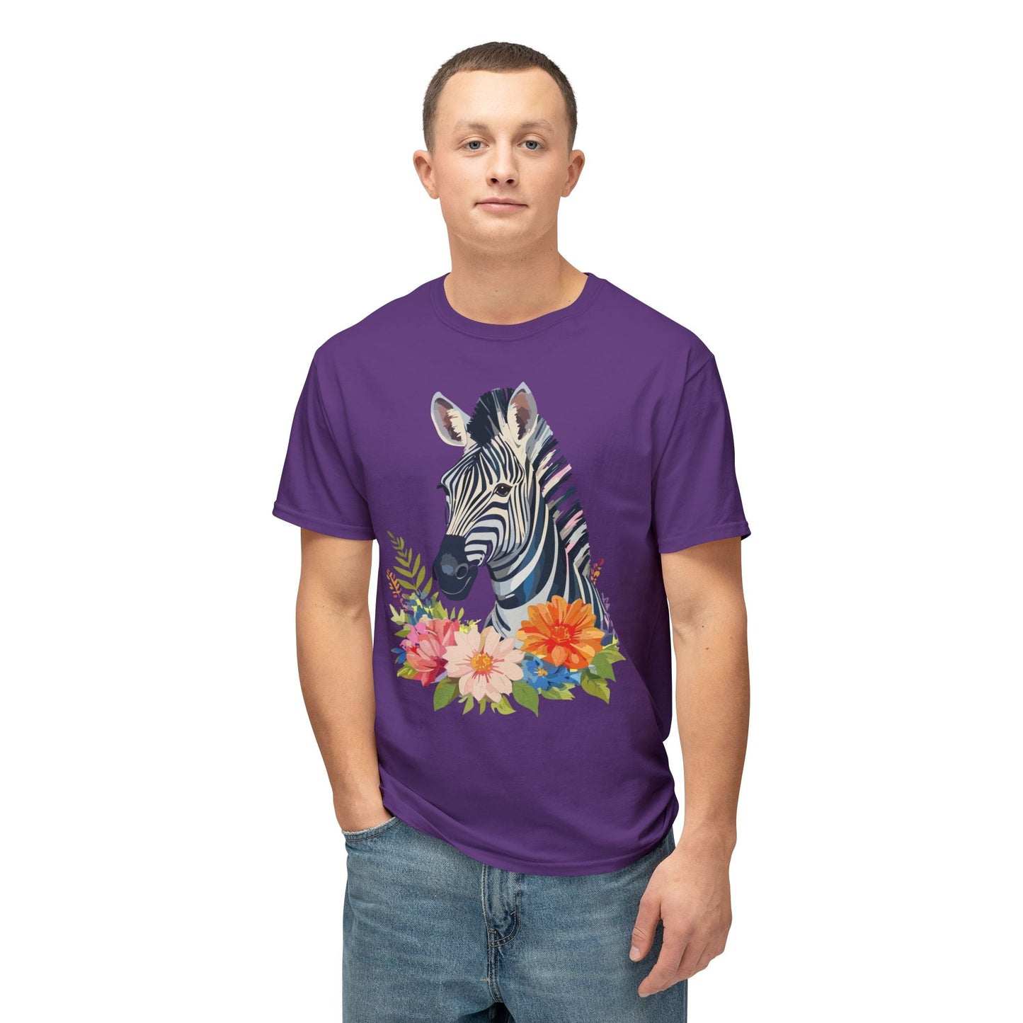 Unisex Zebra Art T Shirt With Full Color Print 100 Percent Cotton Jersey Tee Premium