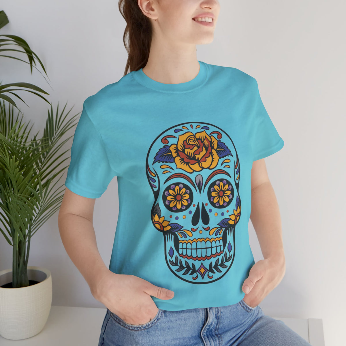 Camiseta unisex de algodón con calavera