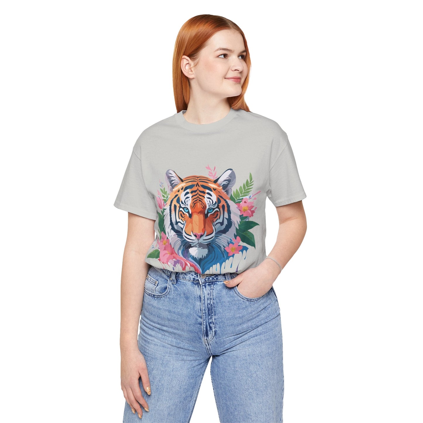 Tiger Graphic Tee Unisex Short Sleeve Shirt With Vintage Inspired Artwork By Adelpha