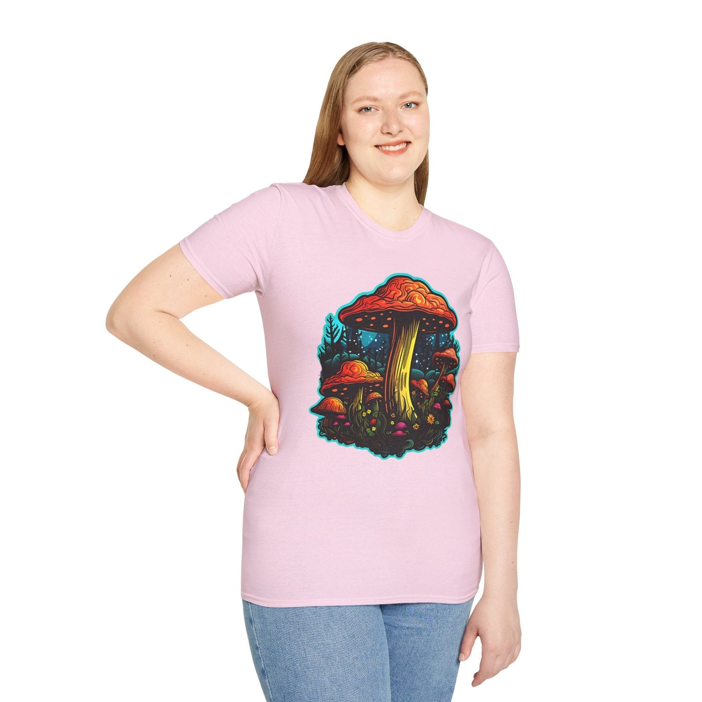 Mashroom Tee Shirt Unisex Softstyle 64000 With Funny Mashroom Fungus Graphic Design