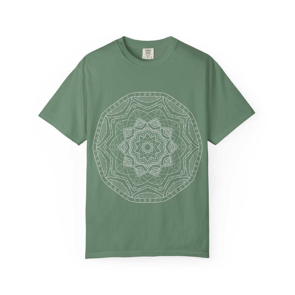 Unisex Garment Dyed Cotton T-Shirt with Mandala Graphic Design