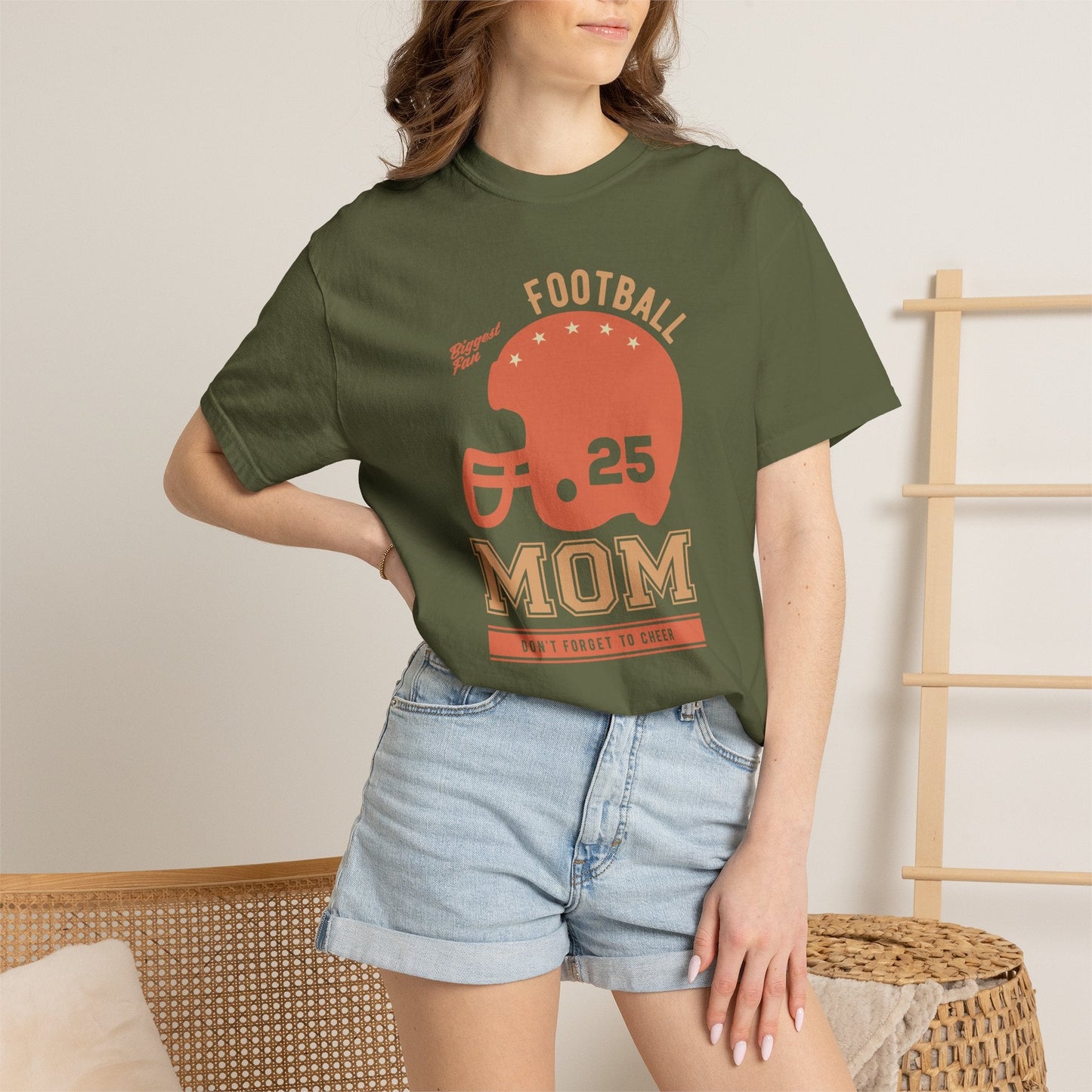 Football Mom T-shirt Mother's Day Mama Tee Unisex Comfort Colors Garment-Dyed Cotton h43