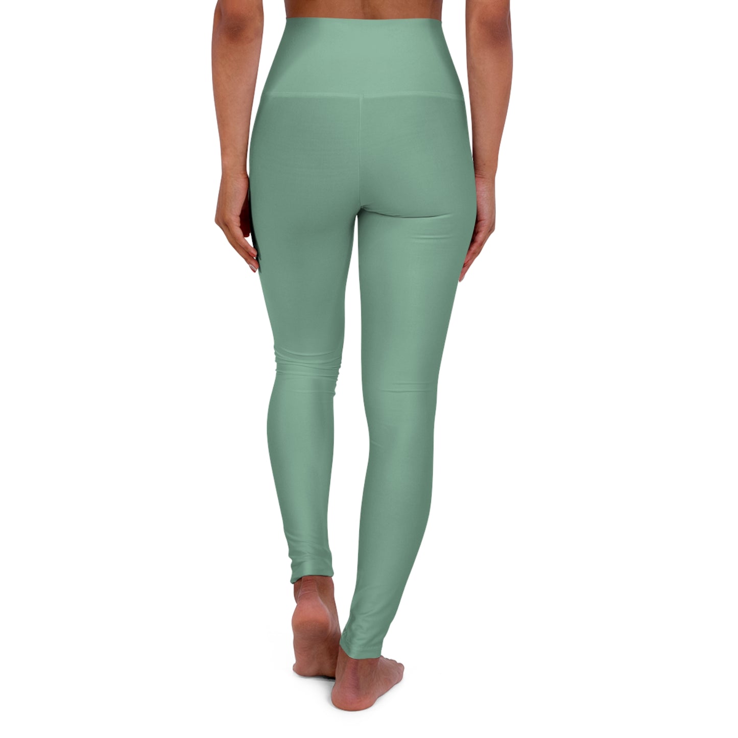 Muted Teal Color High-Waist Yoga Leggings Women's Seamless Poly-Span Stretchy Pants XS-2XL