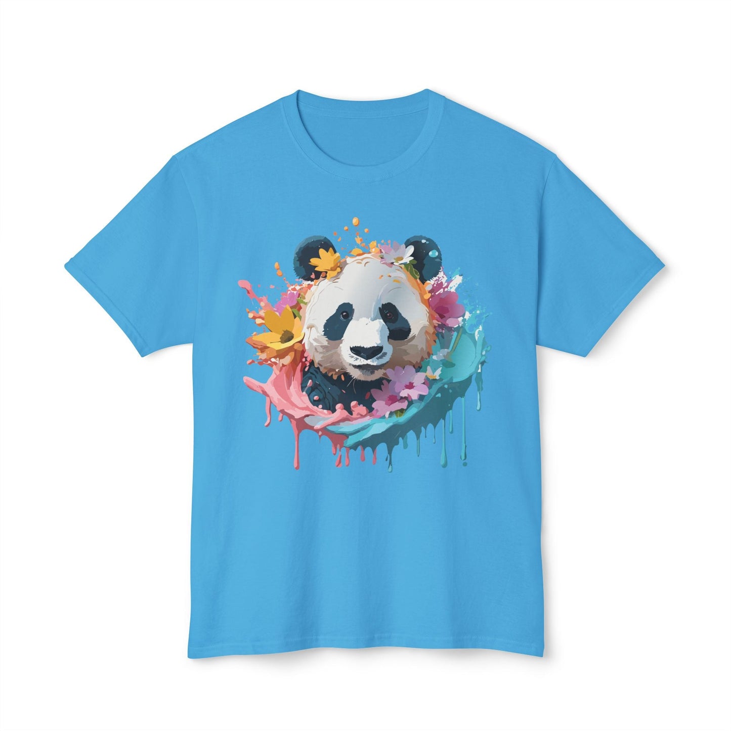 Unisex Panda T Shirt With Art Print Vintage Panda Floral Tees Panda Art Design Shirt USA Made