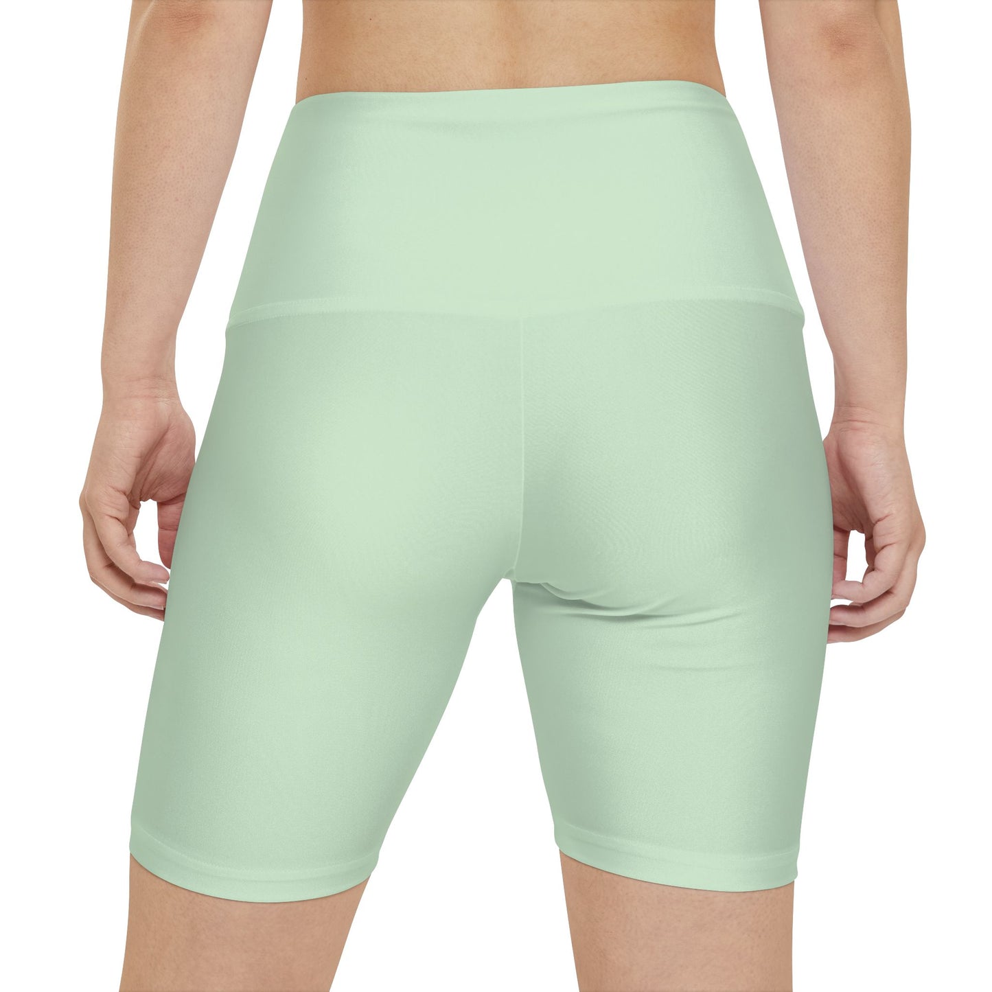 Light Green Mist Mint Workout Shorts — High-Waist Mint Bike Shorts for Women
