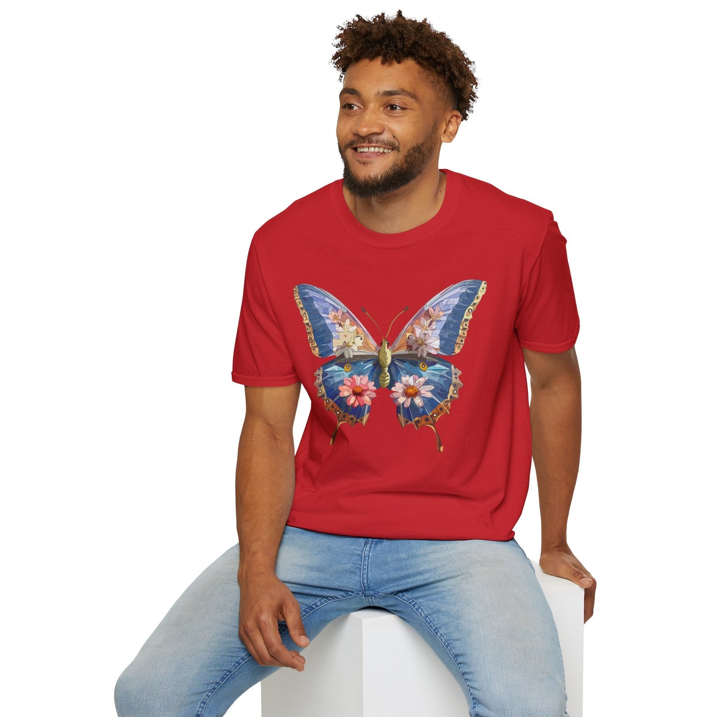 Butterfly T Shirt Unisex Softstyle 64000 Gildan Monarch Design 100 Percent Ring Spun Cotton Tee