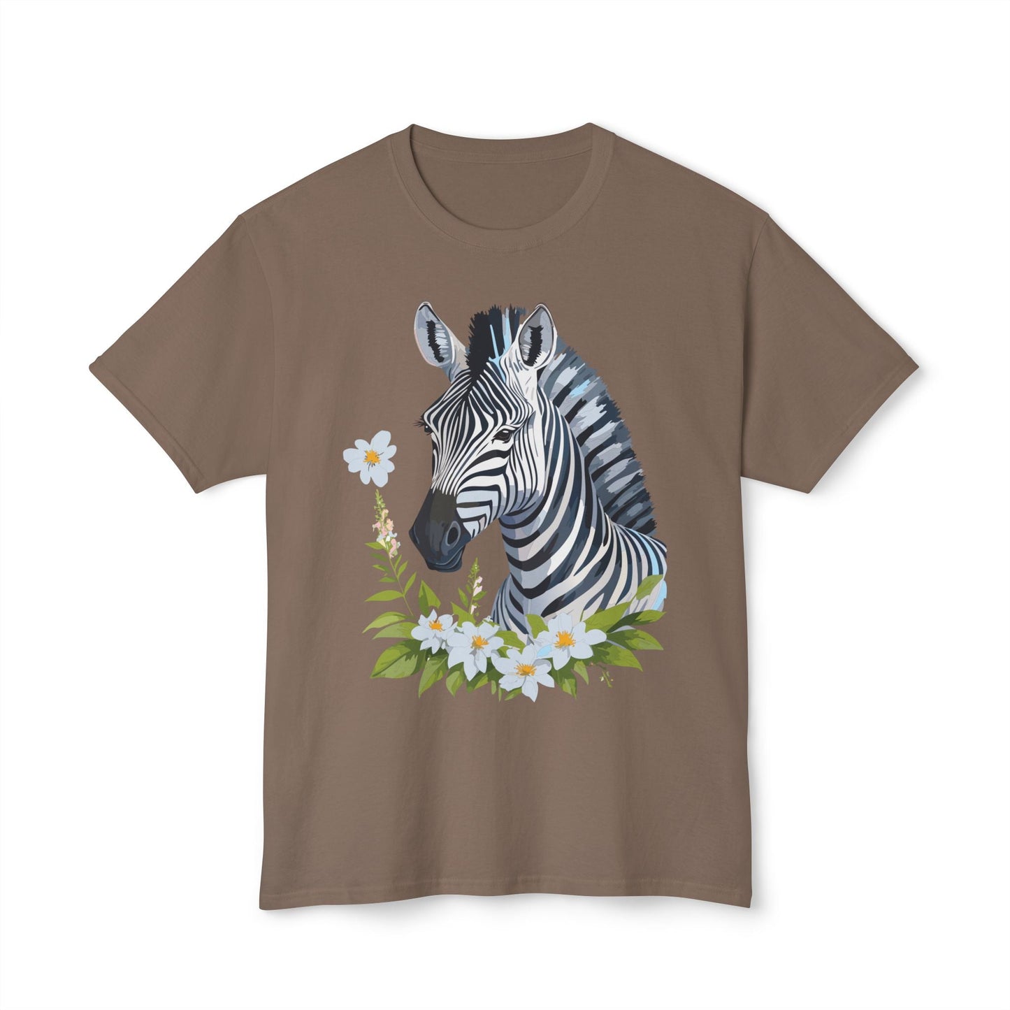 Unisex Zebra Art Print T Shirt 100% Cotton Vintage Floral Tee Made in USA Premium Graphic Tee