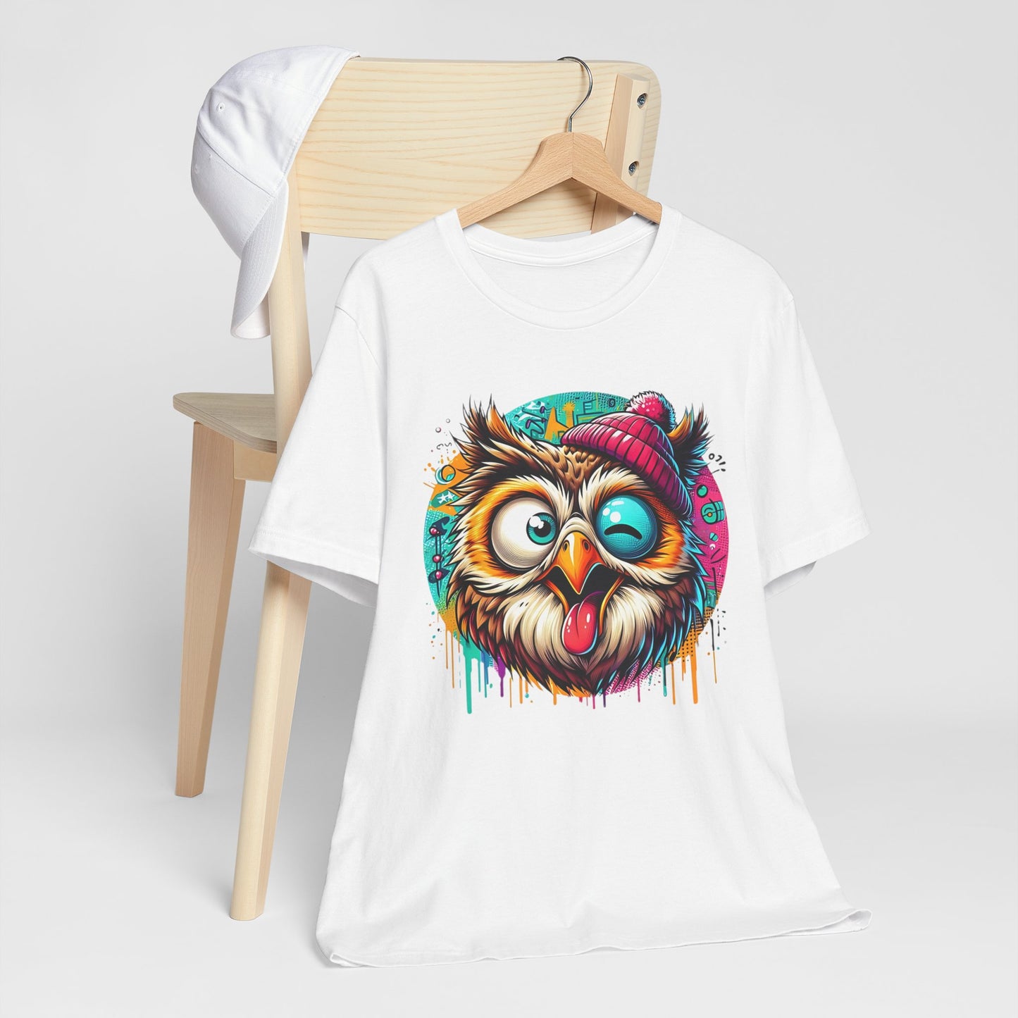 Colorful Owl Graphic Tee, Fun Owl Shirt, Funny Bird Shirt, Cute Cartoon Tees, Animal T-Shirt, Animal Tees, Art Design T-Shirt