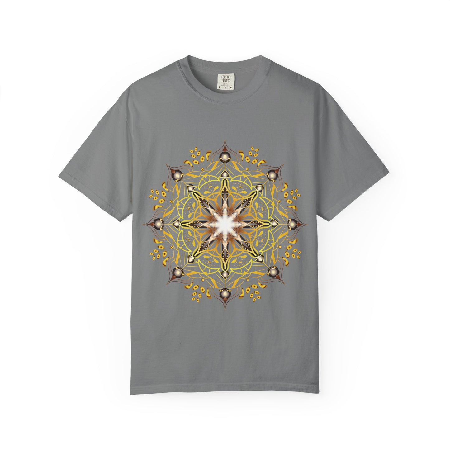 Unisex Garment Dyed Cotton T-Shirt with Mandala Graphic Design