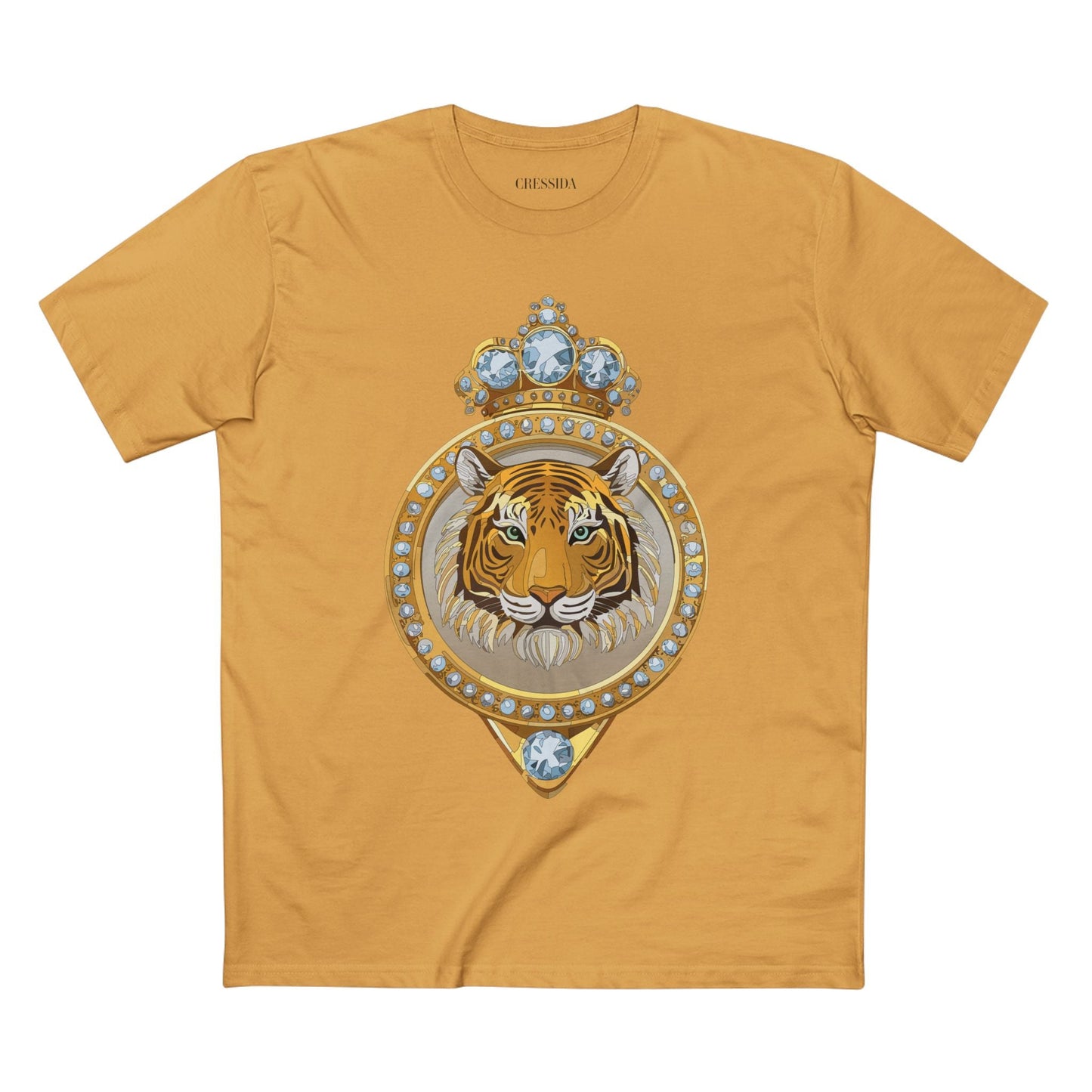 Tiger Graphic Unisex 100 Cotton Tee With Unique Animal Golden Medallion Art Design 2
