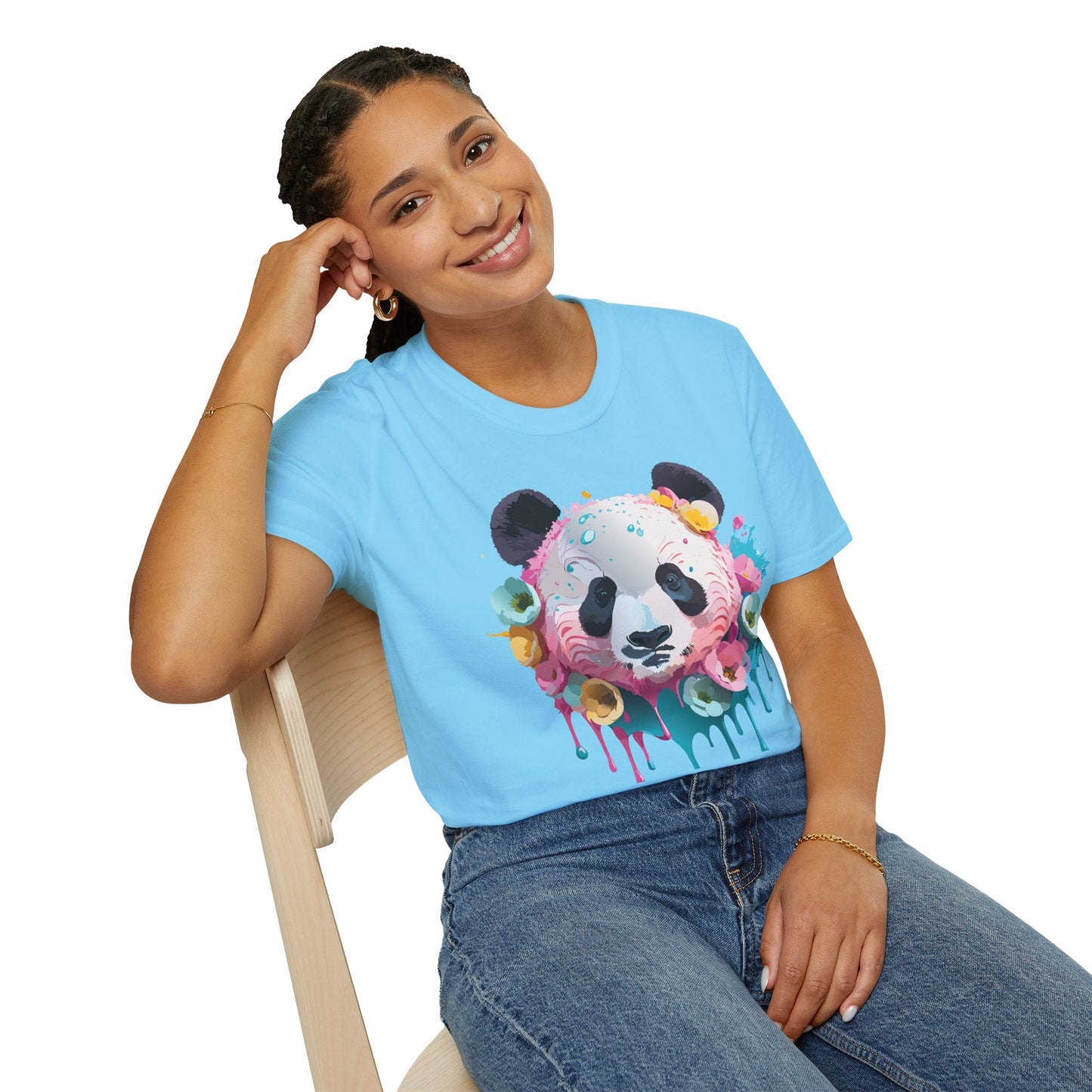 Panda Shirt Unisex T Shirt Graphic Tee Animal Print Gildan Softstyle 64000 100 Percent Cotton