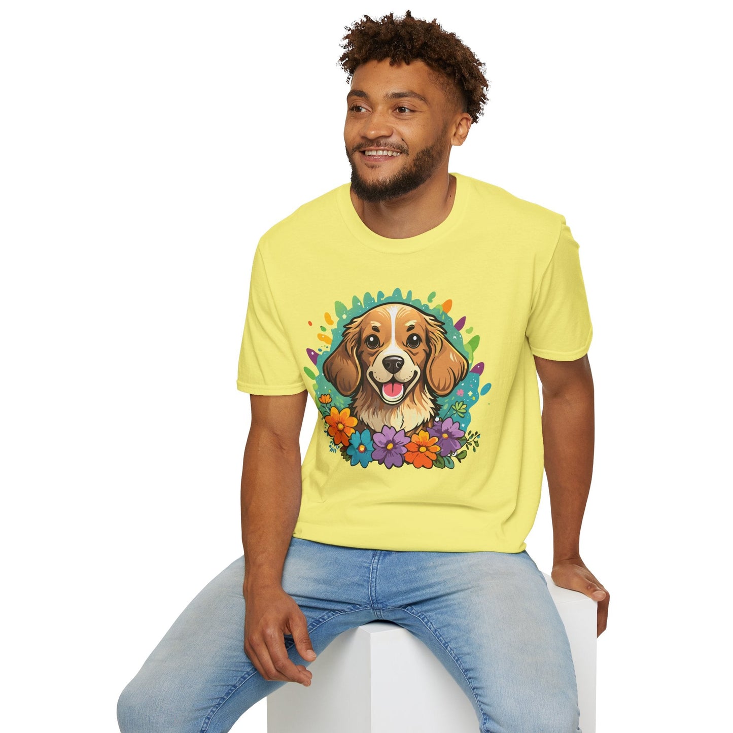 Dog Lover Unisex Animal Print T Shirt Cotton Tee Gildan Softstyle 64000