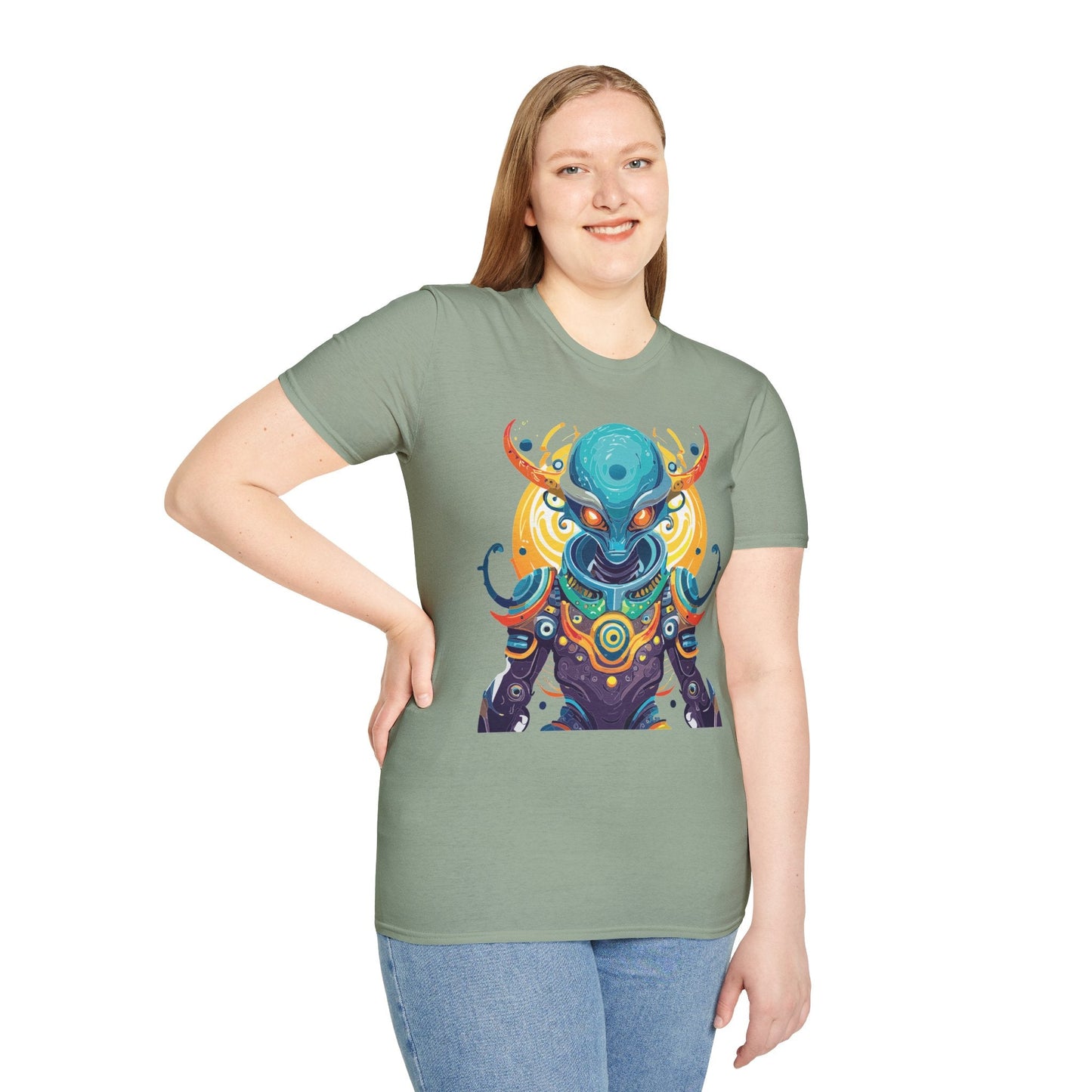 Alien T Shirt Cosmos Shirt Unisex Short Sleeve Tee With Alien Art Design Ring Spun Cotton