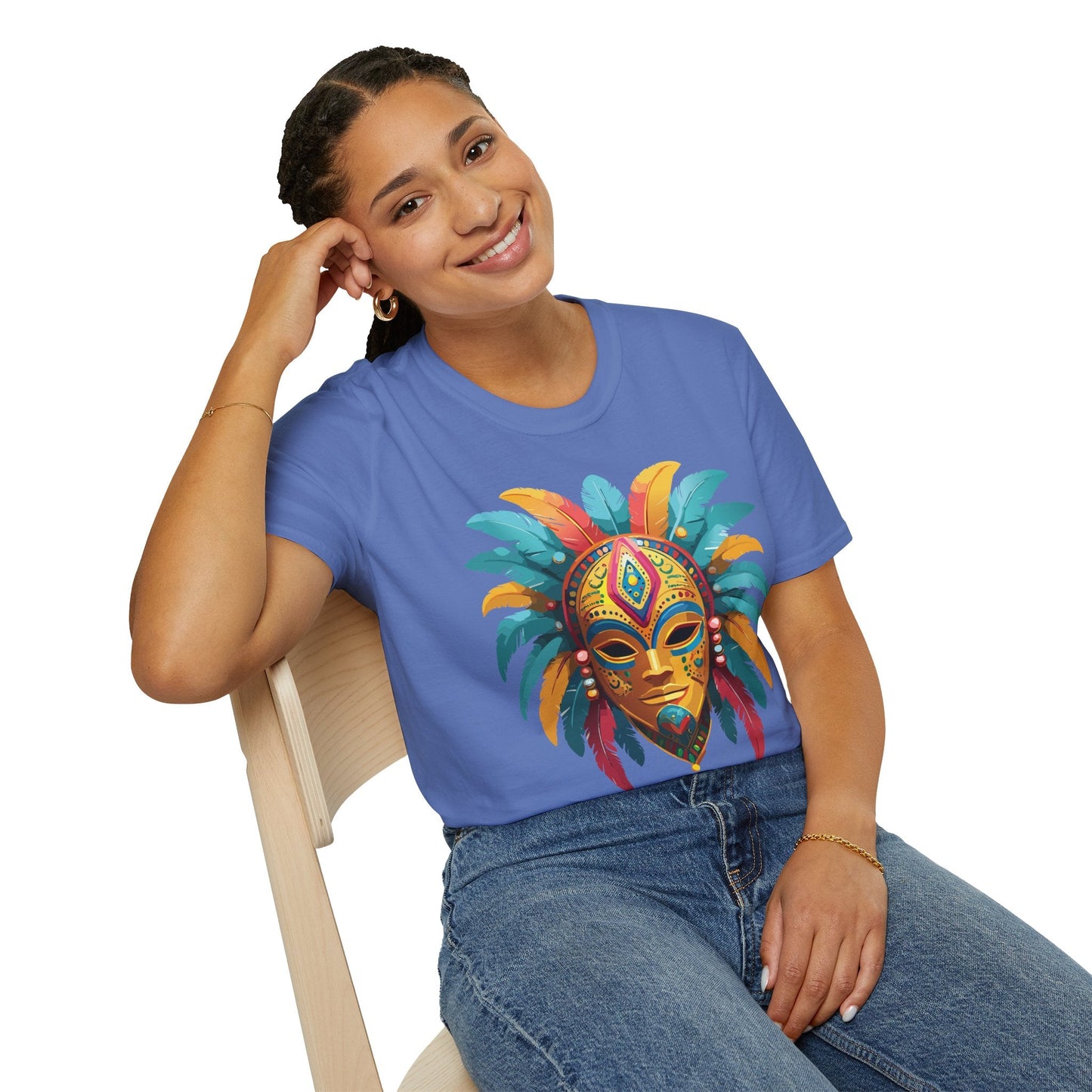 Mask Graphic Unisex Cotton Masquerade Design Artwork Tee 25