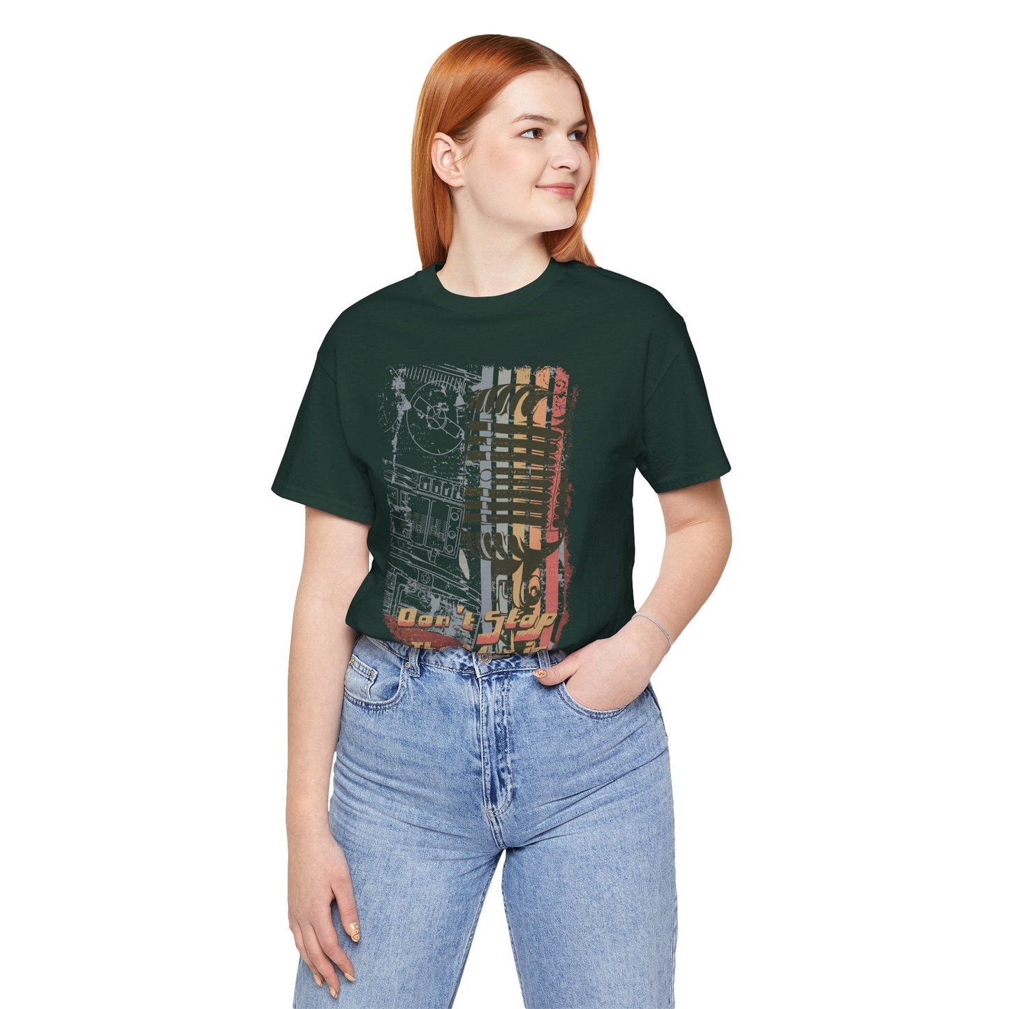 Retro Microphone Graphic Unisex Cotton T-Shirt r9